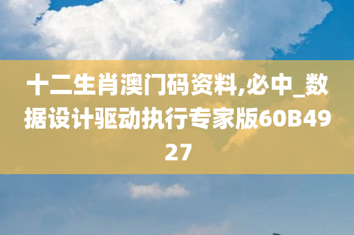 十二生肖澳门码资料,必中_数据设计驱动执行专家版60B4927