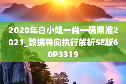 2020年白小姐一肖一码期准2021_数据导向执行解析SE版60P3319