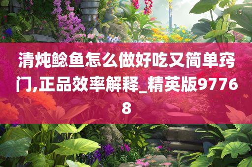 清炖鲶鱼怎么做好吃又简单窍门,正品效率解释_精英版97768