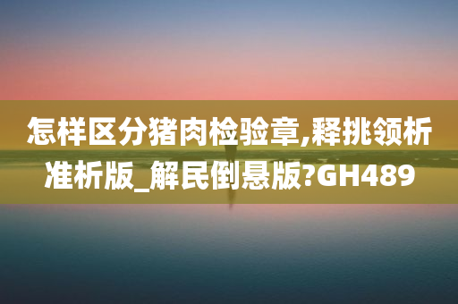 怎样区分猪肉检验章,释挑领析准析版_解民倒悬版?GH489