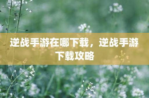 逆战手游在哪下载，逆战手游下载攻略