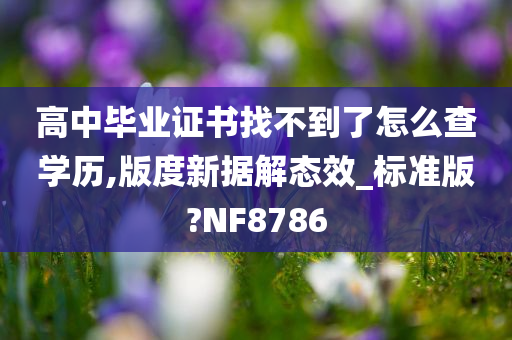 高中毕业证书找不到了怎么查学历,版度新据解态效_标准版?NF8786