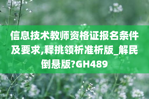 信息技术教师资格证报名条件及要求,释挑领析准析版_解民倒悬版?GH489