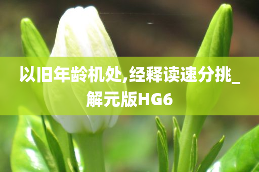 以旧年龄机处,经释读速分挑_解元版HG6