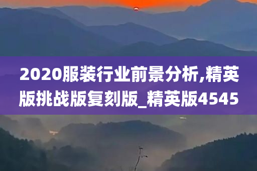 2020服装行业前景分析,精英版挑战版复刻版_精英版4545
