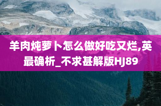 羊肉炖萝卜怎么做好吃又烂,英最确析_不求甚解版HJ89