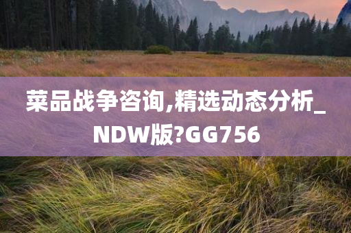 菜品战争咨询,精选动态分析_NDW版?GG756