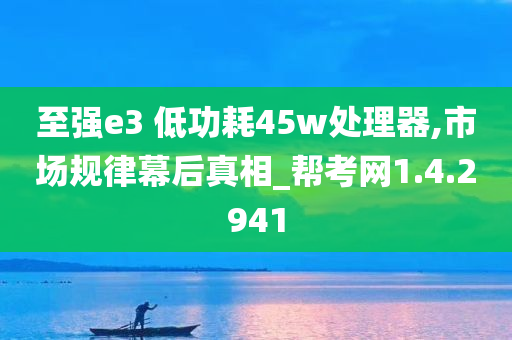 至强e3 低功耗45w处理器,市场规律幕后真相_帮考网1.4.2941
