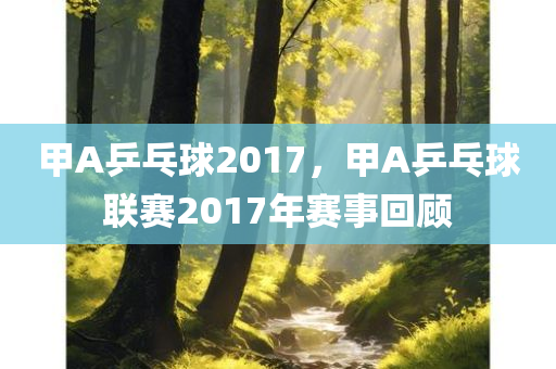 甲A乒乓球2017，甲A乒乓球联赛2017年赛事回顾