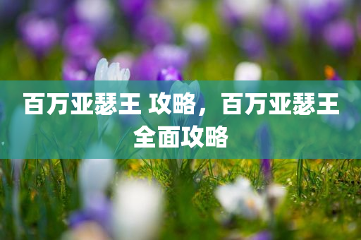百万亚瑟王 攻略，百万亚瑟王全面攻略