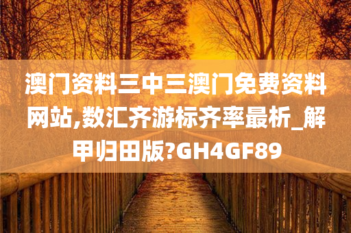 澳门资料三中三澳门免费资料网站,数汇齐游标齐率最析_解甲归田版?GH4GF89