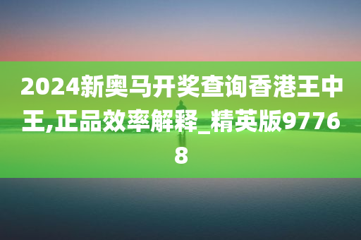 2024新奥马开奖查询香港王中王,正品效率解释_精英版97768