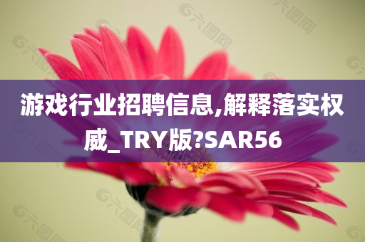 游戏行业招聘信息,解释落实权威_TRY版?SAR56