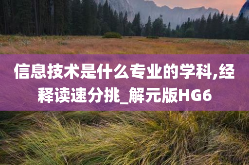 信息技术是什么专业的学科,经释读速分挑_解元版HG6