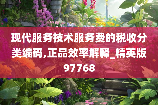 现代服务技术服务费的税收分类编码,正品效率解释_精英版97768