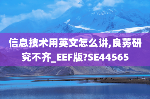 信息技术用英文怎么讲,良莠研究不齐_EEF版?SE今晚必出三肖2025_2025新澳门精准免费提供·精确判断44565