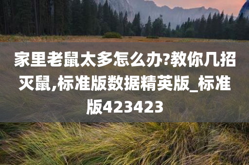 家里老鼠太多怎么办?教你几招灭鼠,标准版数据精英版_标准版423423