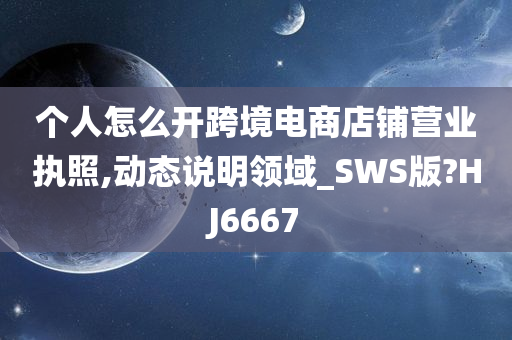 个人怎么开跨境电商店铺营业执照,动态说明领域_SWS版?HJ6667