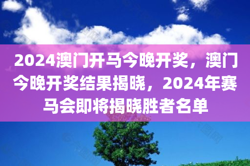 2024澳门开马今晚开奖，澳门今晚开奖结果揭晓，2024年赛马会即将揭晓胜者名单