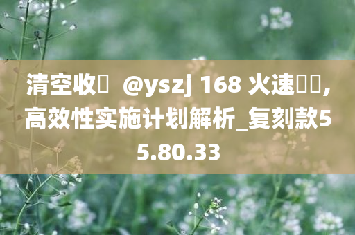 清空收錄  @yszj 168 火速聯繫,高效性实施计划解析_复刻款55.80.33