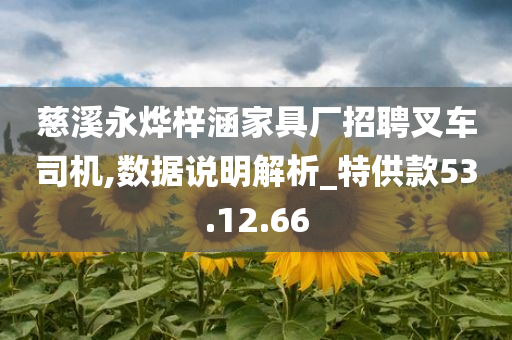 慈溪永烨梓涵家具厂招聘叉车司机,数据说明解析_特供款53.12.66