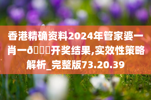 香港精确资料2024年管家婆一肖一??开奖结果,实效性策略解析_完整版73.20.39