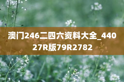 澳门246二四六资料大全_44027R版79R2782