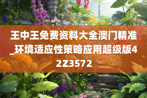 王中王免费资料大全澳门精准_环境适应性策略应用超级版42Z3572
