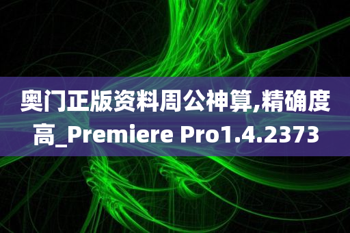 奥门正版资料周公神算,精确度高_Premiere Pro1.4.2373