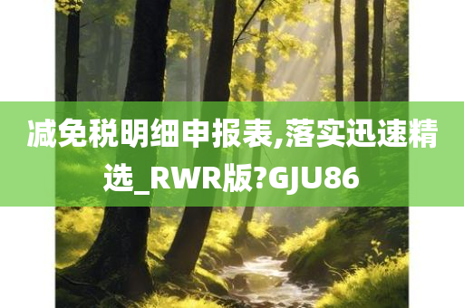 减免税明细申报表,落实迅速精选_RWR版?GJU86