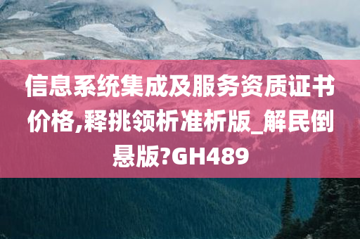 信息系统集成及服务资质证书价格,释挑领析准析版_解民倒悬版?GH489