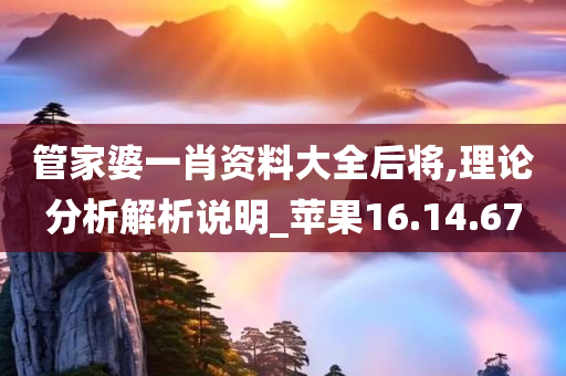管家婆一肖资料大全后将,理论分析解析说明_苹果16.14.67