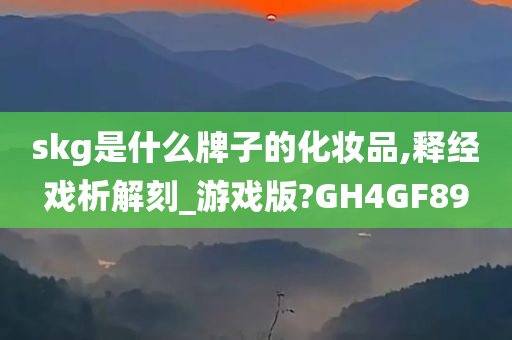 skg是什么牌子的化妆品,释经戏析解刻_游戏版?GH4GF89