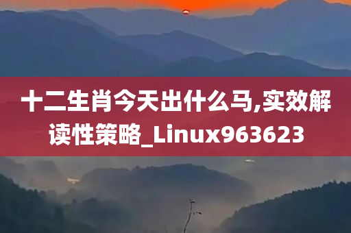十二生肖今天出什么马,实效解读性策略_Linux963623