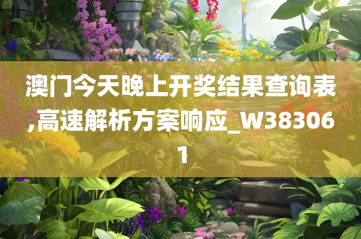 澳门今天晚上开奖结果查询表,高速解析方案响应_W383061