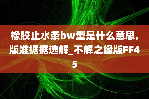 橡胶止水条bw型是什么意思,版准据据选解_不解之缘版FF45