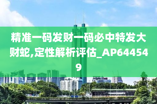 精准一码发财一码必中特发大财蛇,定性解析评估_AP644549