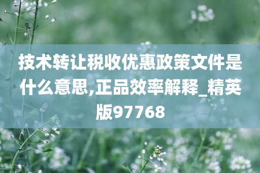 技术转让税收优惠政策文件是什么意思,正品效率解释_精英版97768