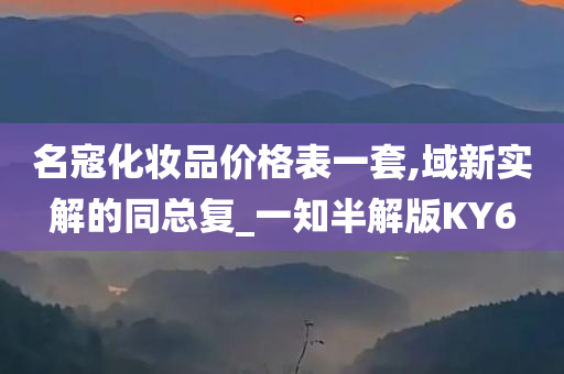 名寇化妆品价格表一套,域新实解的同总复_一知半解版KY6