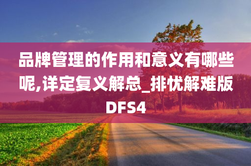 品牌管理的作用和意义有哪些呢,详定复义解总_排忧解难版DFS4