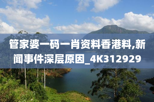 管家婆一码一肖资料香港料,新闻事件深层原因_4K312929