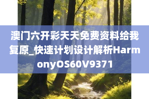 澳门六开彩天天免费资料给我复原_快速计划设计解析HarmonyOS60V9371
