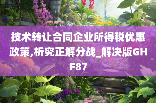 技术转让合同企业所得税优惠政策,析究正解分战_解决版GHF87
