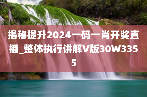 揭秘提升2024一码一肖开奖直播_整体执行讲解V版30W3355