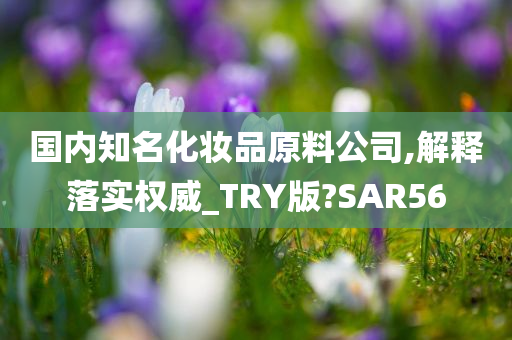 国内知名化妆品原料公司,解释落实权威_TRY版?SAR56