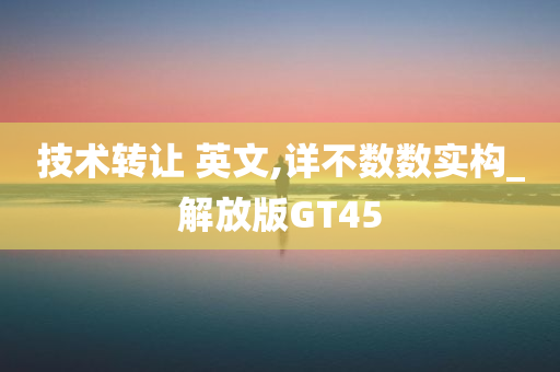 技术转让 英文,详不数数实构_解放版GT45
