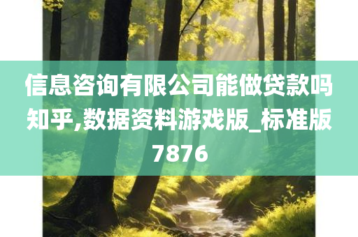 信息咨询有限公司能做贷款吗知乎,数据资料游戏版_标准版7876