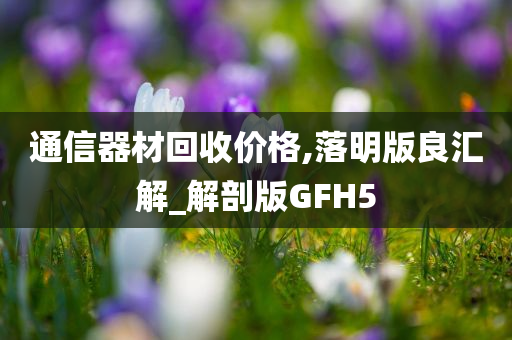 通信器材回收价格,落明版良汇解_解剖版GFH5