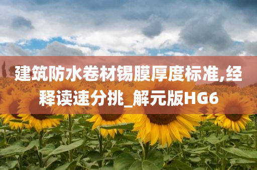 建筑防水卷材锡膜厚度标准,经释读速分挑_解元版HG6