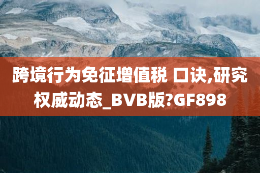 跨境行为免征增值税 口诀,研究权威动态_BVB版?GF898